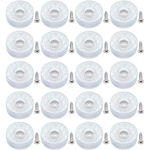 20 x Non-Slip Silent 30 mm Large Silicone Floor Protectors Gliders with Screws for Sofa Table Office Feet Round Chair Pads Rubber Screw for Parquet Floors