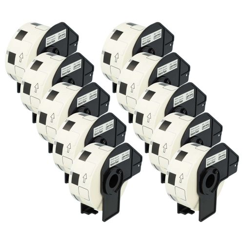 vhbw 10x Rouleau d'étiquettes + support 23mm x 23mm (1000 étiquettes) compatible avec Brother PT QL720NW étiqueteuse - premium blanc