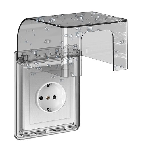 JEXNOVASHOP-Type 86 Cache Prise Etanche Electrique Murale, Prise Electrique de Courant Etanche, Autocollant Prise Couvercle Interrupteur, 10.8x7.5x12.3cm, pour Salle de Bain et Cuisine Prise