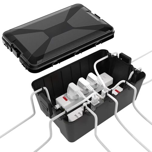 Grande boîte à câbles étanche pour l'extérieur IP54 avec 7 trous pour protéger les prises extérieures, les interrupteurs extérieurs, les câbles d'extension, les vis pour montage mural(33x21,2x13,2cm)