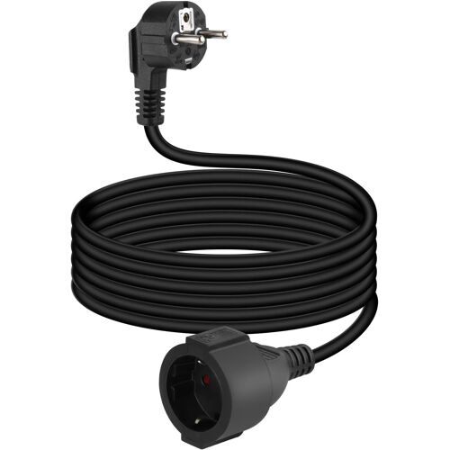 Cordon d'extension Schuko à 90°, 3G1,5mm² avec fiche mâle et Prise Femelle, câble de Prolongation avec Contact de Protection, Noir (3m)