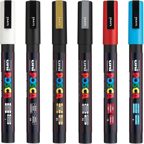 Pc-3m Lot De 6 Marqueurs À Peinture Pour Tissu, Verre, Métal