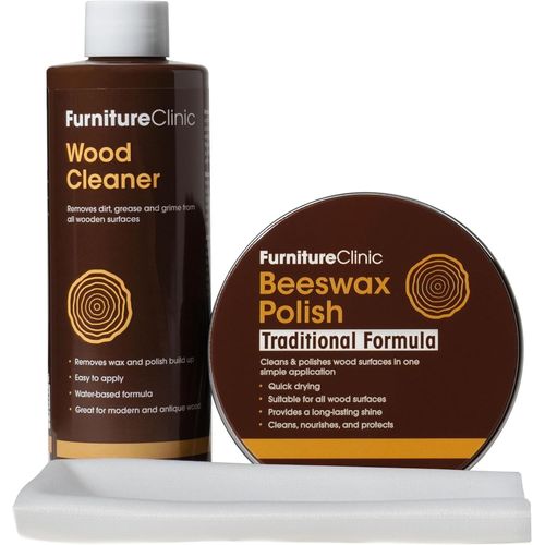 Kit Cire d¿Abeille - Nettoie, Cire, Polit & Protège, les Plans de Travail & les Portes ¿ Contient Nettoyant Bois 250 ml, Cire d¿Abeille 200 ml & Chiffon Non Pelucheux