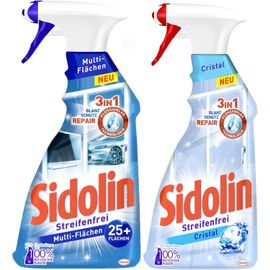 Lot de flacons pulvérisateurs de nettoyage (1 x 500 ml) pour vitres Cristal & (1 x 500 ml) Nettoyant multi-surfaces