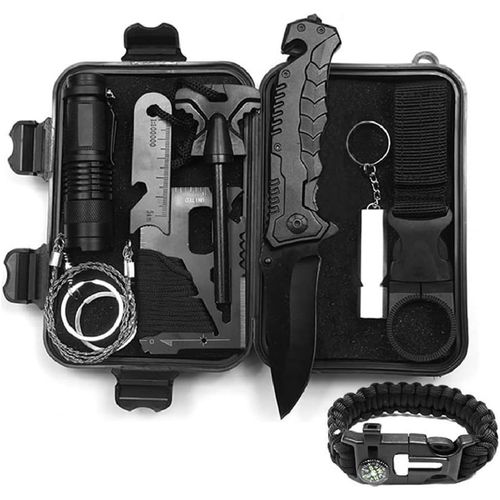 Ytfhg-Kit De Survie D'urgence 10 En 1, Multifunctional Survival Kit De Survie Et De Secours En Plein Air Multi-Outils Extérieur Fournitures De Premiers Soins Pour Le Camping Randonnée Chasse Pêche