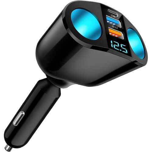 Chargeur Allume Cigare Double Prises Usb Qc3.0 & Pd 12V/24V, Double Allume Cigare 120W, Multiprise Allume Cigare Rapide Avec Voltmètre Led, Adaptateur Allume Cigare Usb Pour Téléph[POP945131]