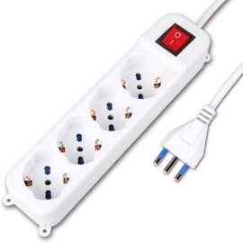 Bloc multiprise électrique avec 4 Places Schuko avec Interrupteur pour allumage