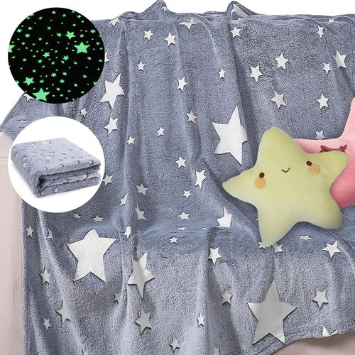 Tianyi-Couverture Lumineuse Licorne, 135*160cm Couverture Licorne Phosphorescente, Couverture Enfant Licorne, Couverture Dinosaure Enfant, Couverture Dinosaure, Sieste, Canapé (Étoiles, 135*160cm)