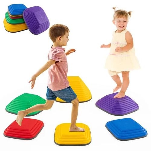 Costway 6 Pierres D'equilibre Empilables Antidérapantes Pour Enfants, Parcours Motricité Bébé Jeux Intérieur Et Extérieur Pour 3ans+