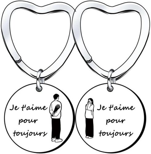 KAL-Porte Clé Saint Valentin Cadeau Saint Valentin Homme Femme Idee Cadeau Couple Cadeaux Pour St Valentin Original Porte Clef Couple Cadeau Anniversaire Homme Femme Personnalisée Cadeau Couple