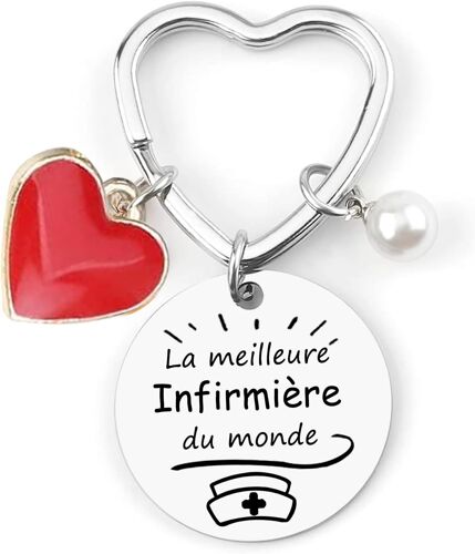 KAL-Porte Clef Infirmière Cadeau Infirmière École Cadeau De Fin D'Année Scolaire Cadeau Infirmière Noël ¿La Meilleure Infirmière Du Monde¿