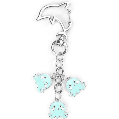 KAL-Joli Petit Porte Clés De Poulpe, Trois Pendentifs De Poulpe Bleus, Joli Cadeau Personnalisé, Conception De Boucle De Porte Clés En Forme De Dauphin, Porte Clés Exquis, Cadeau Pour Amis