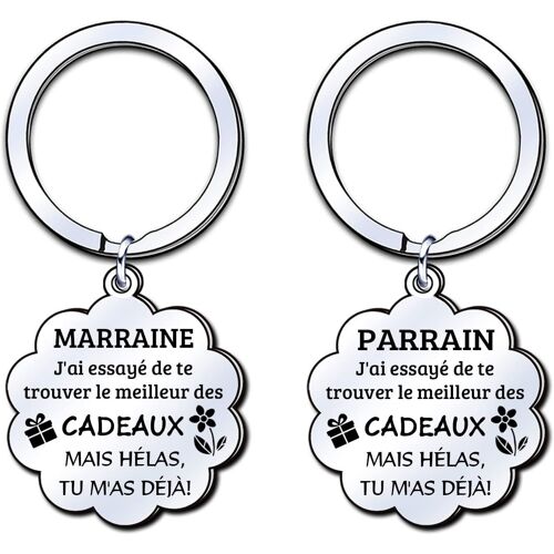 KAL-Marraine Parrain Porte-Clés Cadeau,Porte-Clés De De Parrain Marraine,Cadeau De Fête Des Pères,Cadeau De Fête Des Mères,Cadeaux D'Anniversaire,Cadeaux De Noël