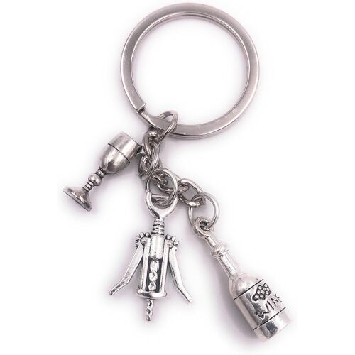 Kal-Ouvre-Bouteille Corkscrew Wine Keychain Pendentif En Métal Argenté