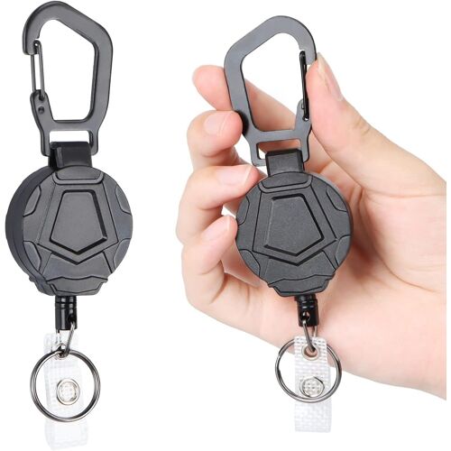Lot De 2 Porte-Clés Extensibles Avec Mousqueton Porte-Clés Rétractable Porte-Clé Rouleau D'identification Avec Câble En Fil D'acier De 60 Cm