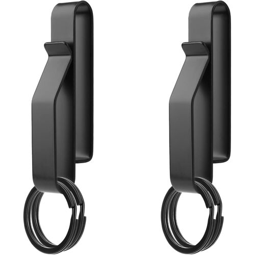 Kal-Lot De 2 Porte-Clés Tactiques Robustes Avec 4 Porte-Clés En Métal, En Acier Inoxydable Noir, Pour Ceintures De 3,8 À 5,7 Cm De Large Pour La Police Et Les Pompiers