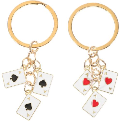 KAL-Lot De 2 Porte-Clés Cartes À Jouer - Cartes De Poker - Pour Sac, Portefeuille, Voiture Ou Téléphone Portable - Cadeau Créatif Pour Les Amis Et La Famille