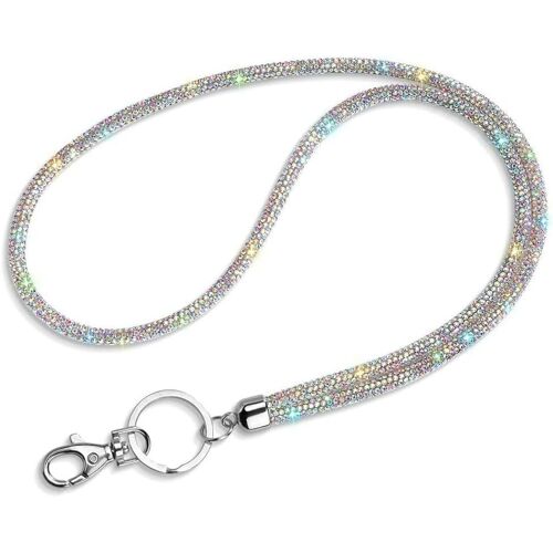KAL-1Pcs Porte-Clés En Strass Scintillant, Lanière Collier Cristal, Pour Porte-Clé Et Badge Transparent, Rétractable Et Carte D'Identité, Pour Visite Et Transport, Élégant À Porter Comme Un Collier