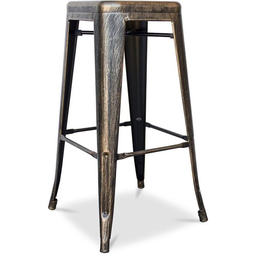 Tabouret De Bar - Design Industriel - 76cm - Metalix Bronze Métallisé
