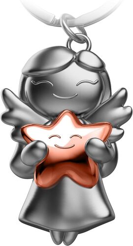 Kal-Porte-Clés, Motif D'ange Gardien Et Étoile, En Métal, Porte-Bonheur, Joli Pendentif