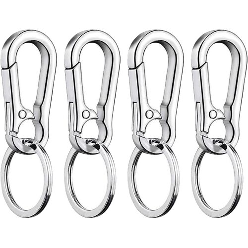 Kal-4 Pièces Porte-Clés Homme Porte-Clés Simple Pendentif Voiture Filles Anneau Porte-Clés À Ressort En Acier Inoxydable De Haute Qualité Anneau De Pendaison Type Taille