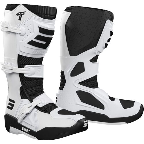 Shot Race 4 Bottes De Motocross, Noir-Blanc, Taille 45 Pour Hommes
