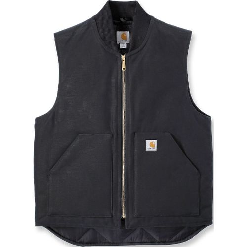 Carhartt Relaxed Fit Firm Duck Insulated Rib Collar Gilet, Noir, Taille L Pour Hommes