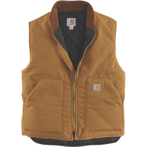 Carhartt Relaxed Fit Firm Duck Insulated Rib Collar Gilet, Brun, Taille M Pour Hommes