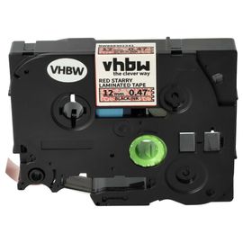 vhbw Ruban compatible avec Brother PT D600, D600VP, D450VP, E100 imprimante d'étiquettes 8m x 12mm Noir sur Rouge paillettes, laminée