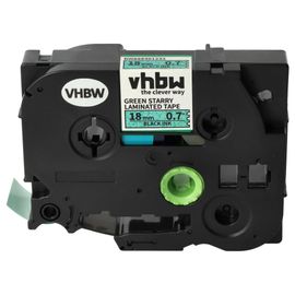 vhbw Ruban compatible avec Brother PT P 700, RL 700 S imprimante d'étiquettes 8m x 18mm Noir sur Vert paillettes, laminée