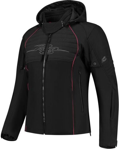 Rusty Stitches Naomi Veste Textile Imperméable À L¿Eau Pour Dames De Moto, Noir-Rose, Taille 36 Pour Femmes