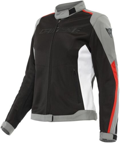 Dainese Hydraflux 2 Air D-Dry Veste Textile De Moto Dames, Noir-Gris-Rouge, Taille 48 Pour Femmes