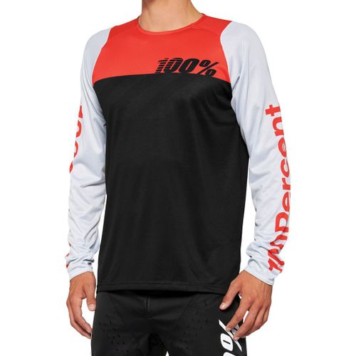 100% R-Core Maillot Vélo Jeunesse, Noir-Blanc-Rouge, Taille M