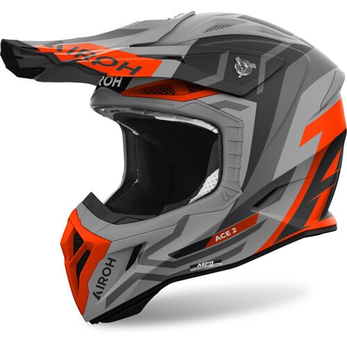 Airoh Aviator Ace 2 Ground Casque De Motocross, Gris-Orange, Taille S Pour Hommes