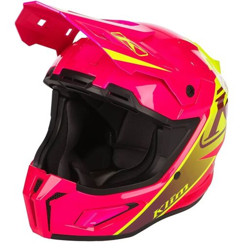 Klim T1 Freeride Casque De Motoneige, Rose-Jaune, Taille L Pour Hommes