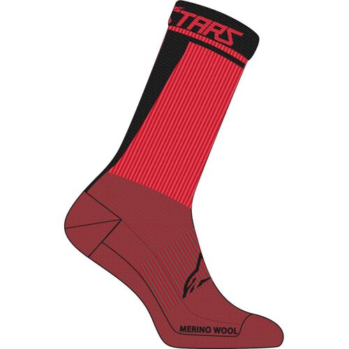 Alpinestars Merino 24 Chaussettes De Vélo, Noir-Rouge, Taille L Pour Hommes