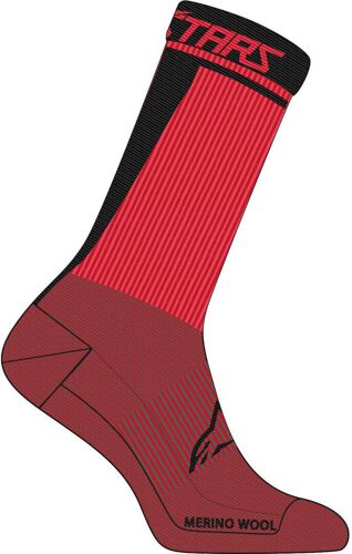Alpinestars Merino 24 Chaussettes De Vélo, Noir-Rouge, Taille M Pour Hommes