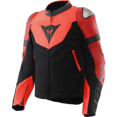 Dainese Iperattiva Blouson De Moto En Cuir/Textile, Noir-Rouge, Taille 46 Pour Hommes