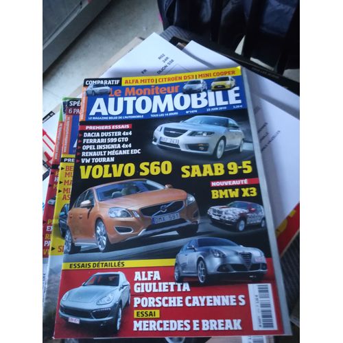 Le Moniteur 1474 De 2010 Touran,Dacia Duster 4x4,Volvo S60,Saab 9-5,Ferrari 599 Gto,Alfa Giulietta 2.0 Jtdm,Mito 1.6 Jtdm,Mercedes E200 Cdi A Break,Porsche Cayenne S,Ds3 1.6 Hdi,Mini Cooper D,Opel Amp