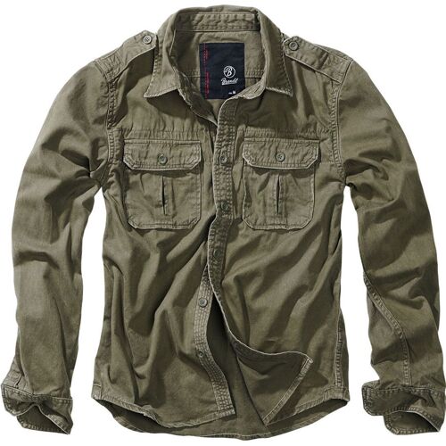 Brandit Vintage Longsleeve Chemise, Vert, Taille 6xl Pour Hommes