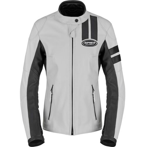 Spidi Roar Blouson En Cuir De Moto Pour Femmes, Noir-Gris, Taille 48