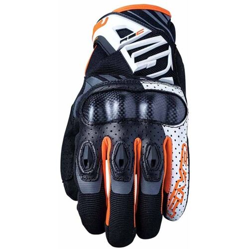 Five Rs-C Gants De Moto, Noir-Blanc-Orange, Taille Xl Pour Hommes