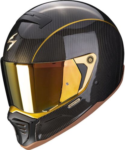Scorpion Exo-Hx1 Carbon Se Solid Gold Casque, Noir-Or, Taille Xs Pour Hommes