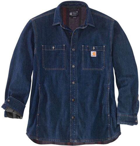 Carhartt Denim Fleece Lined Snap Front Chemise, Bleu, Taille Xl Pour Hommes