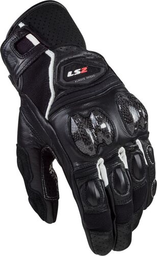 Ls2 Spark Ii Leather Gants De Moto Perforés, Noir-Blanc, Taille M Pour Hommes