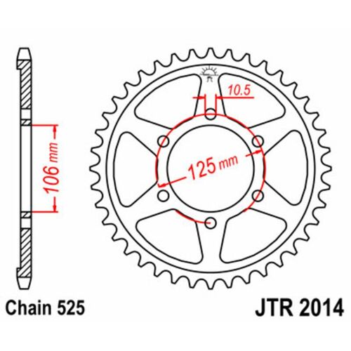 Jt Sprockets Couronne Acier Standard 2014 - 525
