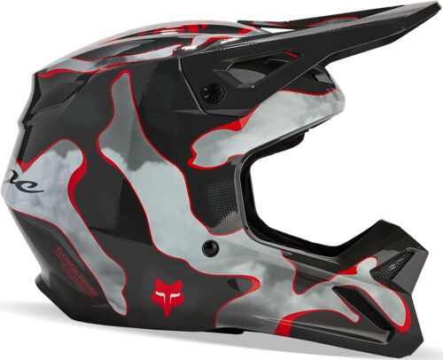 Fox V1 Atlas Mips Casque De Motocross Pour Les Jeunes, Noir-Gris-Rouge, Taille S