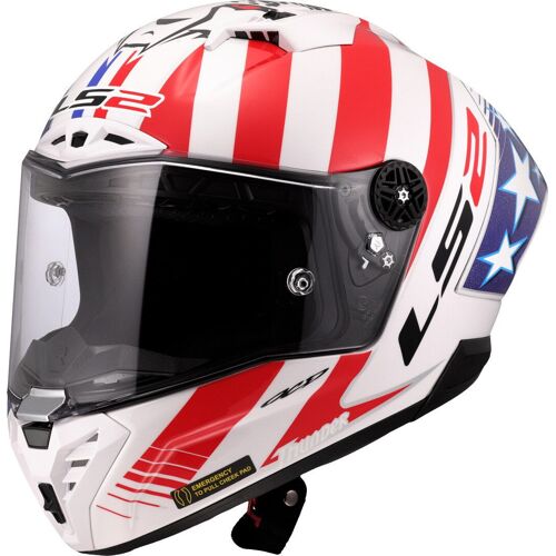 Ls2 Ff805 Thunder Gp Baz Replica Carbon Casque, Blanc-Rouge-Bleu, Taille M Pour Hommes