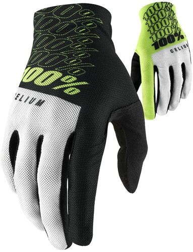 100% Celium Gants De Vélo, Noir-Blanc-Jaune, Taille M Pour Hommes