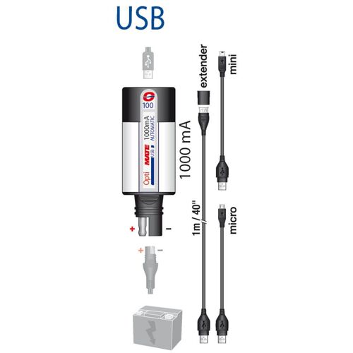 Chargeur Usb Optimate Avec Moniteur De Batterie, Plug Sae (No 100), 2400ma